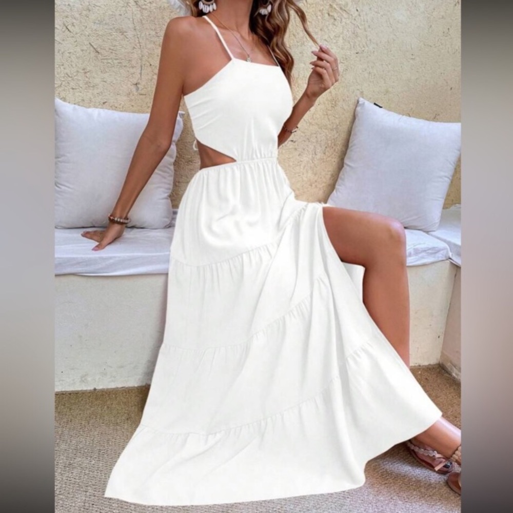 Boho crisscross tie open back cutout maxi dress - Picture 6 of 7